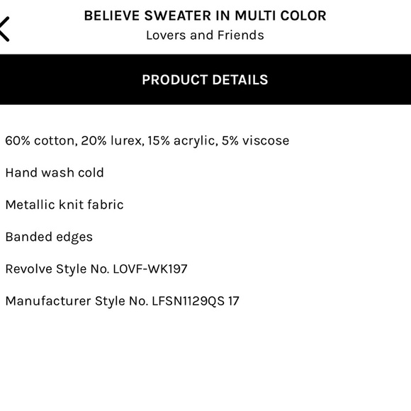 LOVERS AND FRIENDS, Metallic Knit, Believe Sweater in Multicolor, Revolve - Picture 7 of 12